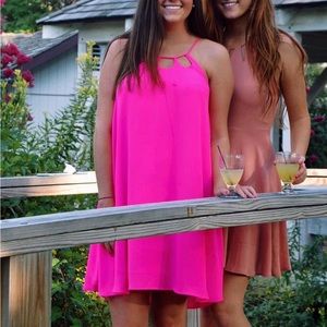 Susana Monaco hot pink halter mini dress size 8